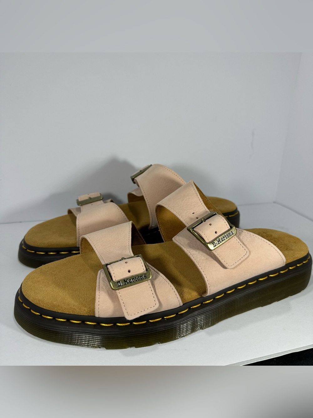 Dr. Martens Josef Pink Suede Double-Buckle Slide Sandals boho retro beach unisex